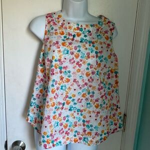 Talbots Woman Sleeveless Cotton Blouse with Bees and Flowers NWT